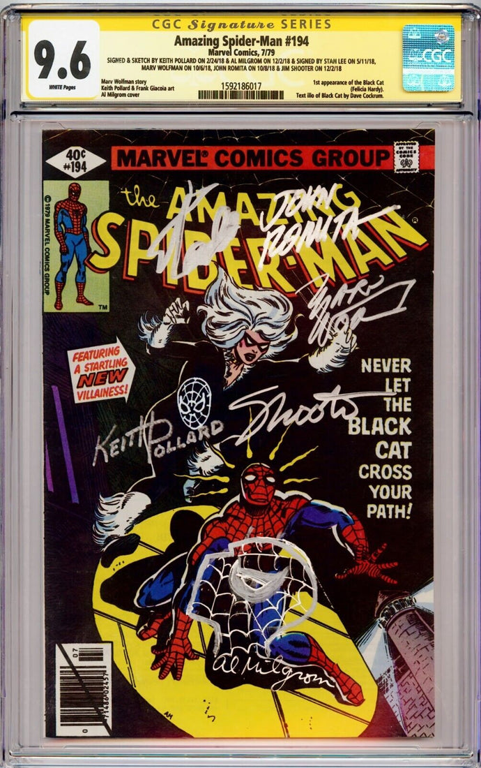 AMAZING SPIDER-MAN #194 CGC 9.6 SS Signed x6 Stan Lee, Pollard, +4 MORE, +Sketches